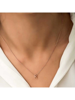 MuI MuI Gümüş Rose 3 Boyutlu R Harf Bayan Kolye