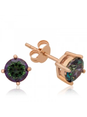 MuI MuI Gümüş Rose 6 mm Mistik Topaz Çivili Küpe