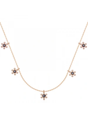 MuI MuI Gümüş Rose Çiçek Nazarlı Şans Kadın Kolye