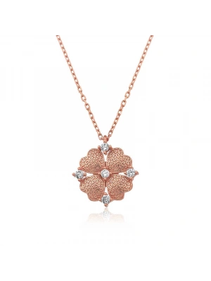 MuI MuI Gümüş Rose Kalp Yapraklı Çiçek Kolye