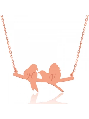 MuI MuI Gümüş Rose Kişiye Özel Sevgi Kuşları İsimli Kolye