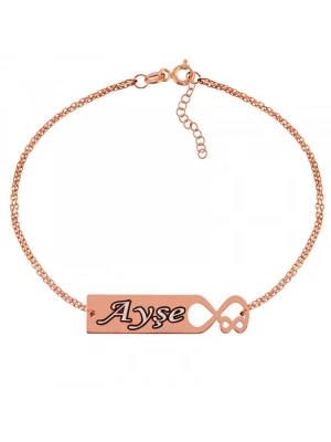 MuI MuI Gümüş Rose Kişiye Özel Sonsuz Aşk İsimli Bayan Bileklik