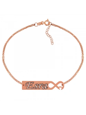 MuI MuI Gümüş Rose Kişiye Özel Sonsuzluk Kalp İsimli Bayan Bileklik