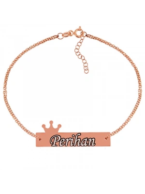 MuI MuI Gümüş Rose Kişiye Özel Taç İsimli Bayan Bileklik