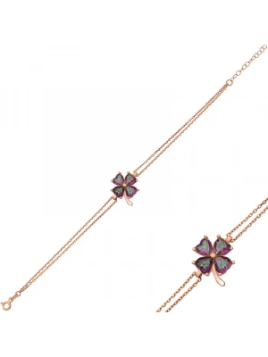 MuI MuI Gümüş Rose Mistik Topaz Yonca Bayan Bileklik