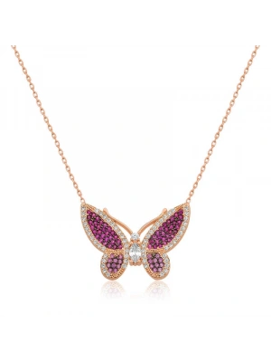 MuI MuI Gümüş Rose Pembe Kelebek Bayan Kolye