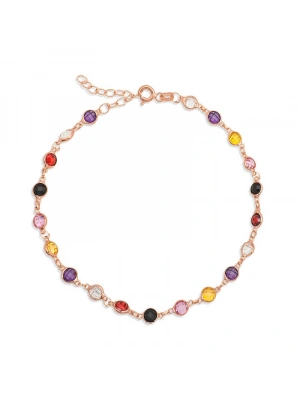 MuI MuI Gümüş Rose Renkli Taşlı Kadın Halhal