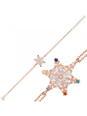 MuI MuI Gümüş Rose Renkli Taşlı Kar Tanesi Kadın Bileklik