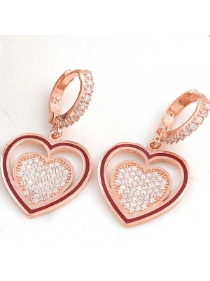 MuI MuI ​Gümüş Rose Sallantılı Kalp Kadın Küpe