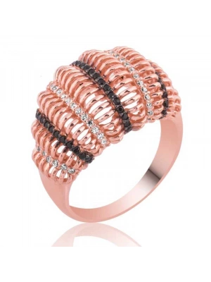 MuI MuI Gümüş Rose Siyah Beyaz Taşlı Bayan Yüzük