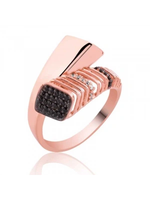 MuI MuI Gümüş Rose Siyah Taşlı Bayan Yüzük