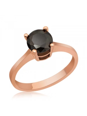 MuI MuI Gümüş Rose Siyah Tektaş Yüzük