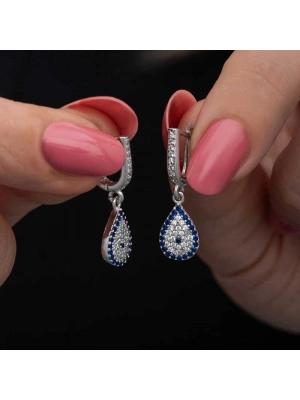 MuI MuI Gümüş Sallantılı Damla Nazar Kadın Küpe