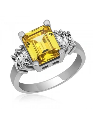 MuI MuI Gümüş Sarı Baget Taşlı Bayan Yüzük