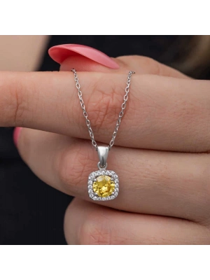 MuI MuI Gümüş Sarı Baget Taşlı Kadın Kolye