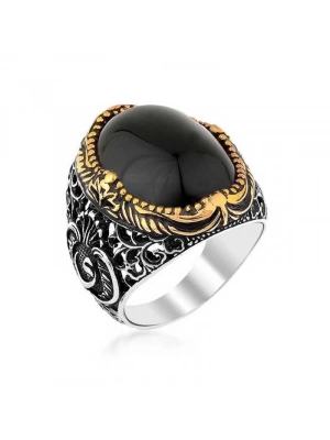 MuI MuI Gümüş Siyah Oniks Taşlı Erkek Yüzük