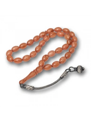 MuI MuI Gümüş Top Kazaz Püsküllü Sıkma Kehribar Tesbih