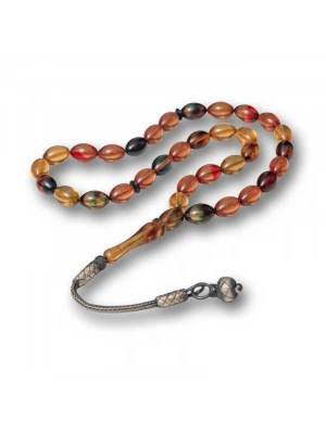 MuI MuI Gümüş Top Kazaz Püsküllü Sıkma Kehribar Tesbih