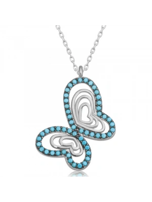 MuI MuI Gümüş Turkuaz Taşlı Kelebek Kadın