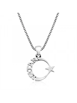 MuI MuI ​Gümüş Vatan Yazılı Ay Yıldız Kolye
