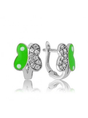 MuI MuI Gümüş Yeşil Kelebek Çocuk Küpe