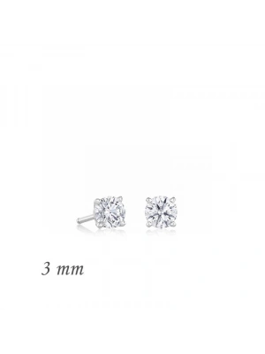 MuI MuI Gümüş Yuvarlak Tek Taş Zirkon Küpe - 3 mm