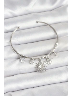 MuI MuI Güneş Charmlı Gümüş Renk Pirinç Kadın Bileklik