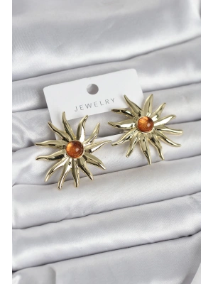 MuI MuI Güneş Model Gold Renk Pirinç Kadın Küpe
