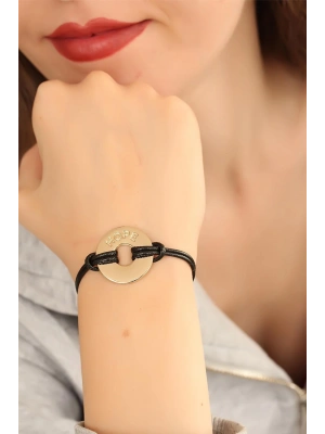 MuI MuI HOPE (Umutlu) Siyah Deri İpli Unisex Mood Bileklik