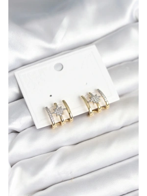 MuI MuI Kaburga Model Kutup Yıldızı Detaylı Gold Renk Kadın Küpe