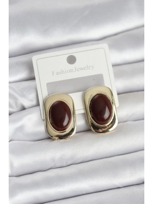 MuI MuI Kahverengi Renk Kare Model Vintage Kadın Küpe