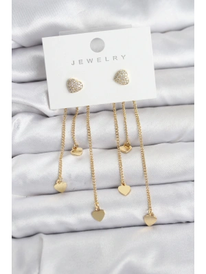 MuI MuI Kalp Model Gold Renk Pirinç Sallantılı Kadın Küpe