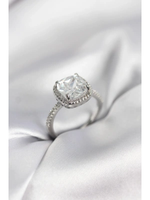 MuI MuI Square Solitaire Modell Zirkonstein Silberfarbener Damenring