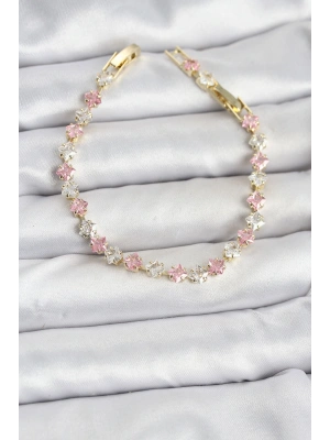 MuI MuI Kare Zirkon Taşlı Gold Renk Kadın Bileklik