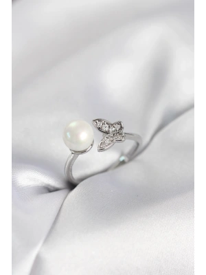 MuI MuI Butterfly Pearl Modell Silberfarbener Damenring mit Zirkonia