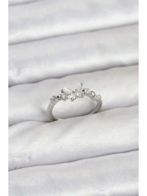 MuI MuI Kelebek Model Gümüş Renk Pirinç Kadın Yüzük