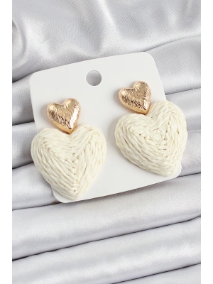 MuI MuI Krem Kalp Figürlü Hasır Örgü Model Gold Renk Kadın Küpe