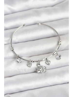MuI MuI Kuğu Charmlı Gümüş Renk Kadın Bileklik