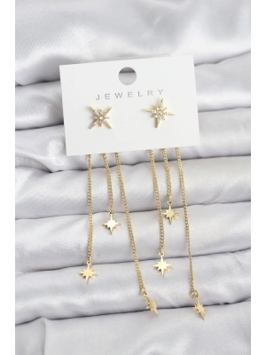 MuI MuI Kutup Yıldızı Model Gold Renk Pirinç Sallantılı Kadın Küpe