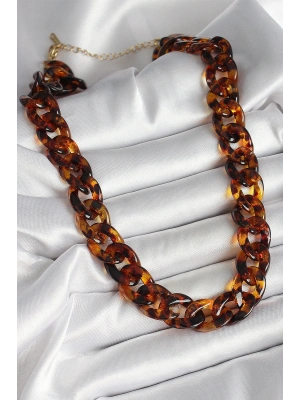 MuI MuI Leopar Desenli Mika Kalın Zincir Kadın Kolye