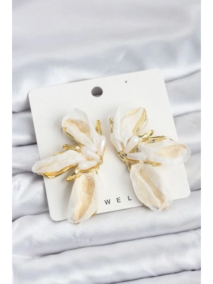 MuI MuI Lotus Model Beyaz Renk Tüllü Kadın Küpe