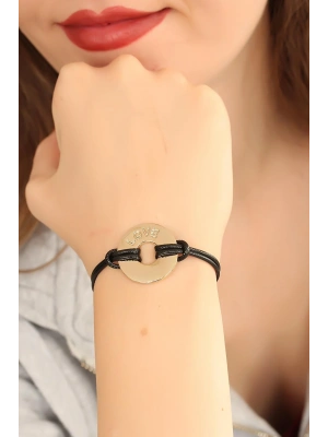 MuI MuI LOVE (Aşık) Siyah Deri İpli Unisex Mood Bileklik