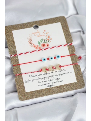 MuI MuI Marteniçka Bileklik 3lü Kelebek ve Nazar Boncuklu Model