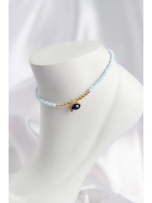 MuI MuI Mavi Renk Boncuklu Balık Figürlü Halhal