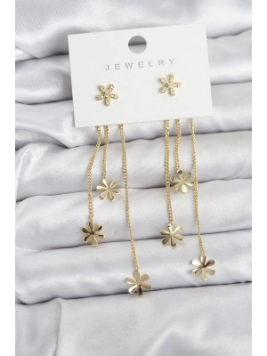 MuI MuI Papatya Model Gold Renk Pirinç Sallantılı Kadın Küpe