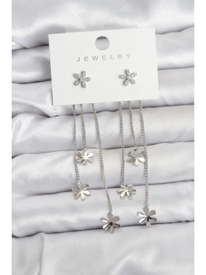 MuI MuI Papatya Model Gümüş Renk Pirinç Sallantılı Kadın Küpe