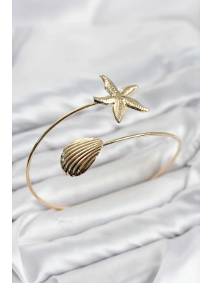 MuI MuI Pazu Bileklik Gold Renk Pirinç Deniz Kabuğu ve Deniz Yıldızı Model