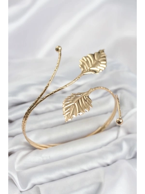 MuI MuI Pazu Bileklik Gold Renk Pirinç Yaprak Model