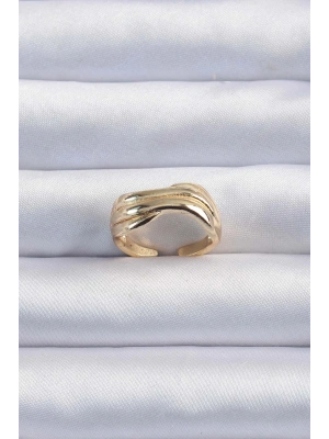 MuI MuI Pirinç Altın Renk Kıvrımlı Ayarlanabilir Yüzük