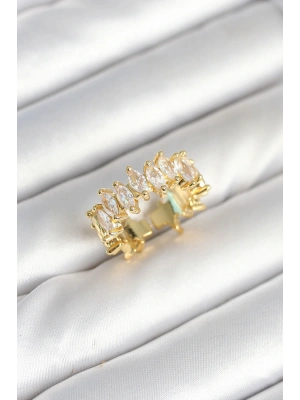 MuI MuI Pirinç Arpa Baget Zirkon Taşlı Kadın Yüzük